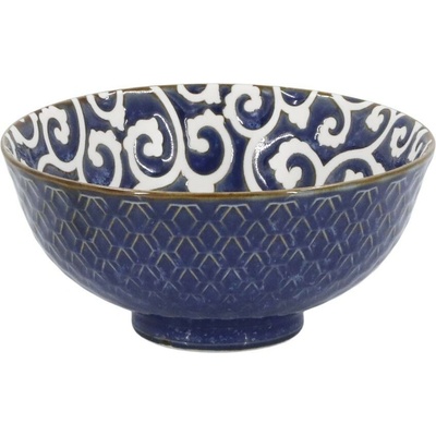 Chic Antique Modrá porcelánová miska s květy uvnitř Arés 12 x 5,5 cm 300 ml