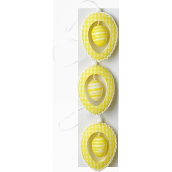 Veľkonočné vajíčko žlté na zavesenie 3 ks 9,5x7 cm