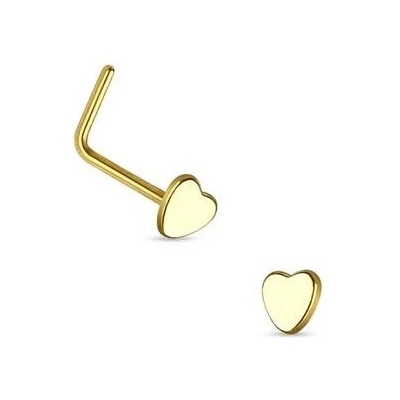 Šperky4U zlacený zhnutý piercing do nosu srdíčko N01154-GD