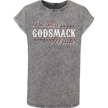 Urban Classics Тениска Ladies Godsmack - Boston Made Acid Washed T-Shirt grey black XXLUB-MP5003899-01260 - Камуфлаж, размер XL
