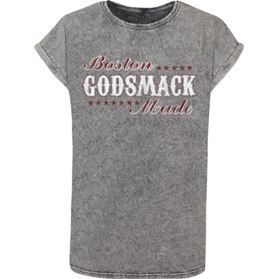 Urban Classics Тениска Ladies Godsmack - Boston Made Acid Washed T-Shirt grey black XXLUB-MP5003899-01260 - Камуфлаж, размер XL