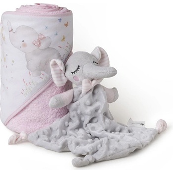 Interbaby SET OSUŠKA froté 100x100 Medvídek spí + PŘÍTULKA ružová