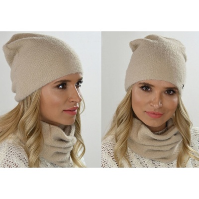 Fashionweek Exkluzivní alpakový zimní set čepice a šála ZIZI-AL1 Béžový