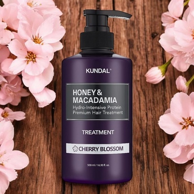 KUNDAL Honey & Macadamia Treatment kůra na vlasy Cherry Blossom 500 ml