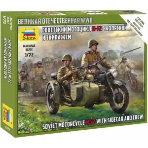 Zvezda Snap Kit фигурки 6277 - Съветски мотоциклет M-72 с кош и екипаж (1: 72)