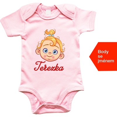 HobbyDárky Dětské body pro holčičku Miminko + jméno Světle růžová Powder Pink