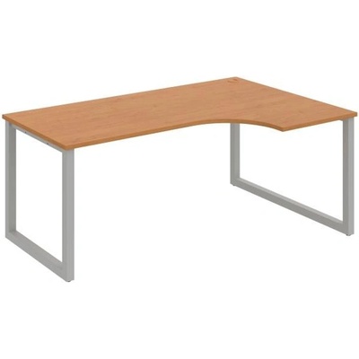 Hobis Pracovný stôl UNI O, ergo, ľavý, 180 x 75,5 x 120 cm, jelša/sivá
