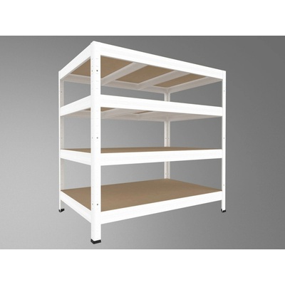 Biedrax Regál do pivnice 45 x 120 x 90 cm, biely, 4 police MDF, 200 kg na policu