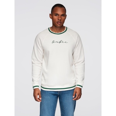 Ombre Clothing Мъжки суитшърт с раглан ръкави и контрастни детайли - бял V2 OM-SSNZ-0244 Ombre Clothing Ombre Clothing | Byal | МЪЖЕ | XS