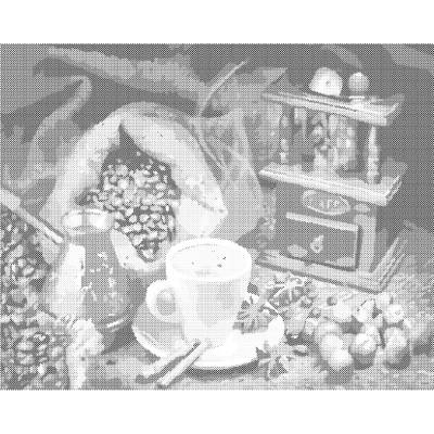 ZUTY Bodkovanie - ŠÁLOK KÁVY A KÁVOVÉ ZRNIEČKA Rámovanie: bez rámu a bez vypnutia plátna, Rozmer: 40x50 cm