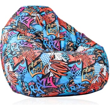 Image 1 of Pufrelax Калъф за пуф круша, 520л. , Nirvana Gigant - Street Art, (Не съдържа пълнеж), водоустойчив, принт