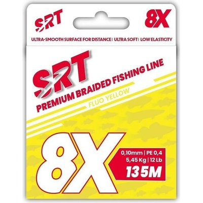 SRT Splietaná Šnúra Sert 8X Fluo Yellow 135 m 0,10 mm 3,36 kg