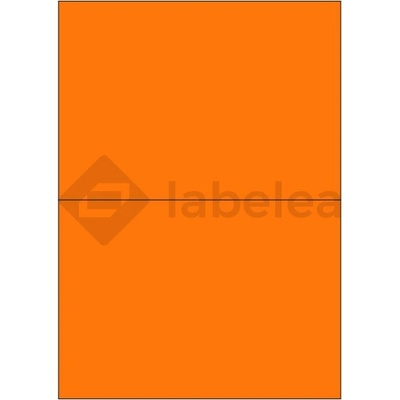 Labelea Samolepiace etikety 210x148 mm signálne farebné papierové, na hárku A4, pre laserovú tlač, Farba etikiet Signálna oranžová, Počet hárkov v balení 100 EPY210148SO002S