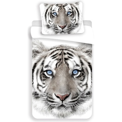 Jerry Fabrics Obliečky Biely tiger Biela sivá 140x200 70x90