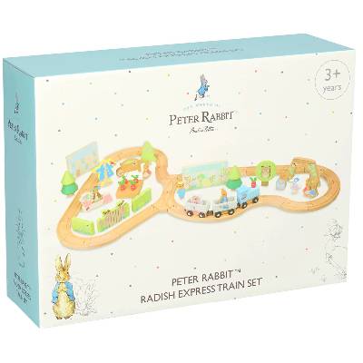 Дървен игрален комплект Orange Tree Toys Peter Rabbit - Влак с релси и фигури (OTT08589)