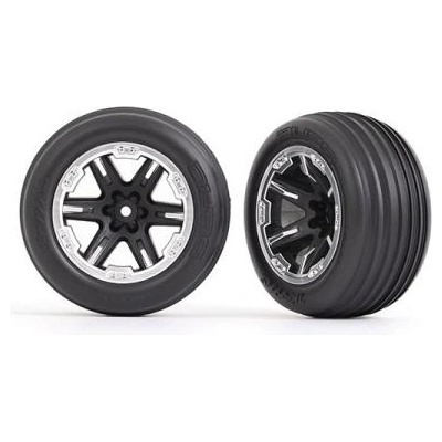 Traxxas колело 2.8", джанта RXT черен/полуматов хром, гума Ribbed (2) (предни)
