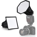 NEEWER improved flash diffuser flash softbox, foldable, pack of 2, (5.9"/15cm octagon, 6" x 5" rectangular) for Z2 Z1 V1 round head flashes and compatible with Godox Sony Nikon Canon flash, NS5P