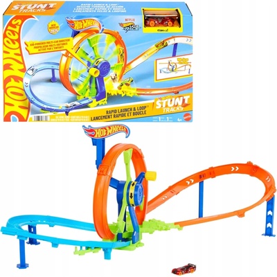 Hot Wheels STUNT TRACKS ZÁVODNÁ SADA TURBO SLUČKA DRÁHA + AUTO