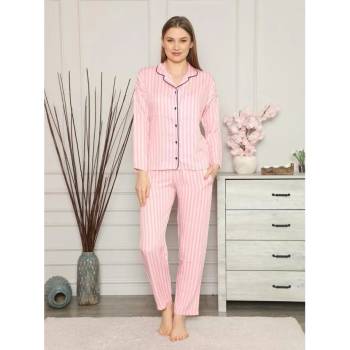 Image 1 of Дамска пижама на бяло и розово райе