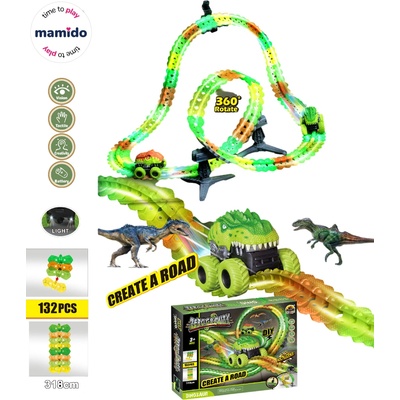 Mamido Dinosauří autodráha Zero Gravity 132 dílů 318 cm 360° rotace