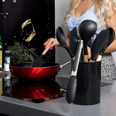 Springos Chef černá 12ks ve stojanu – Zboží Dáma
