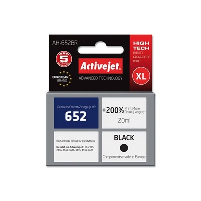 Activejet Мастило Activejet AH-652BR (заместител за HP 652 F6V25AE, Premium, 20 ml, черно) (AH-652BR)
