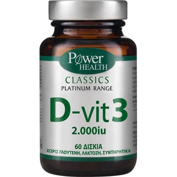 Power Health Хранителна добавка Витамин Д 3 , Power Health Classics Platinum D-Vit 3 2000iu 60tabs