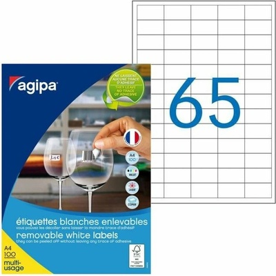 Etikety univerzálne odnímateľné 38x21,2mm Agipa A4 100 hárko AG128990