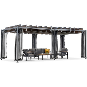 Garden Point Антрацит Paros 3х6 м пергола за вътрешен двор с мрежа против комари Garden Point (GAP1295)