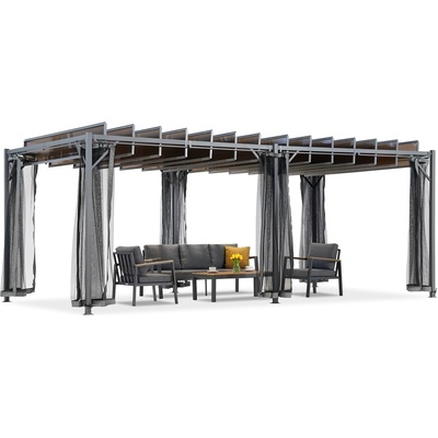 Garden Point Антрацит Paros 3х6 м пергола за вътрешен двор с мрежа против комари Garden Point (GAP1295)