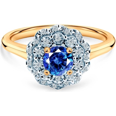 SAVICKI Пръстен Rosavine: двуцветно злато, син сапфир, диаманти