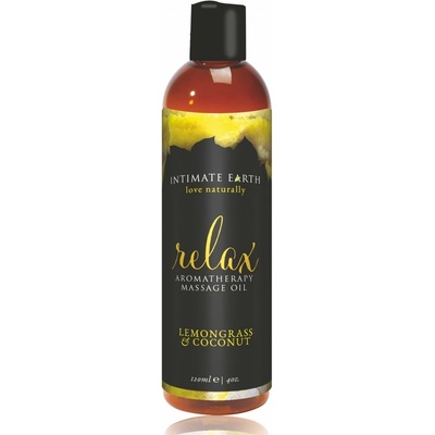 Intimate Earth Relax masážní olej citrónová tráva-kokos 120 ml