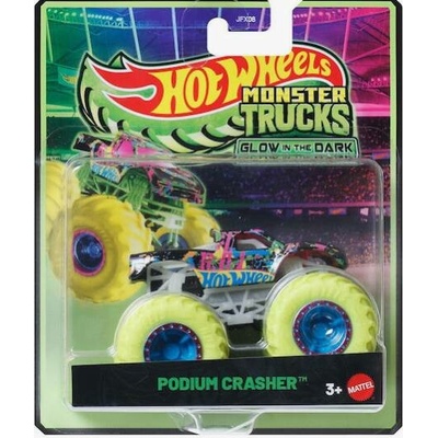 Mattel Hot Wheels Monster Trucks Glow In The Dark Podium Crasher černý