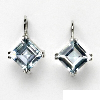 Čištín Stříbrné náušnice, přírodní topaz sky 8x8 mm NK 1259