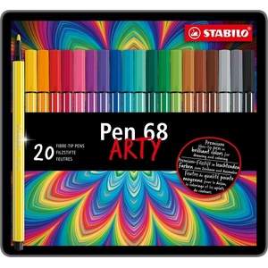 STABILO Комплект флумастери, Stabilo, Pen 68 Arty ST6820-6 метална кутия, 20 цвята (ST6820-6)