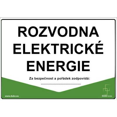 DUKO ROZVODNA ELEKTRICKÉ ENERGIE Formát: 297 x 210 mm, Materiál: plast 0,5 mm, samolepící vinylová fólie
