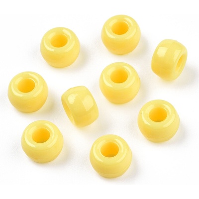 Akrylové korálky - pony beads - žluté - 6 x 9 mm - 10 ks