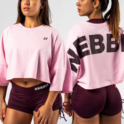 Nebbia Oversized crop tričko JUST FLOW 431 ružové