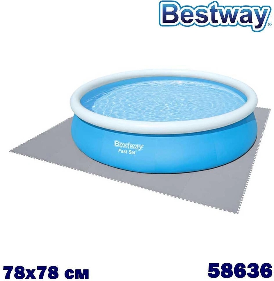 Bestway Подложка за басейн тип пъзел, 78x78x0.4 см, Bestway 58636 FlowClear, 9 части (58636)