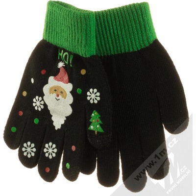 1Mcz Touch Gloves Santa Claus dotykové rukavice dětské černo zelené