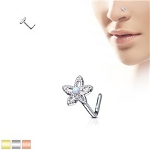 Piercingate piercing do nosu kytička PNO00250 stříbrná bílý kamínek