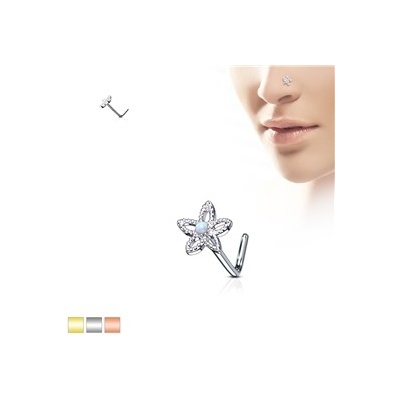 Piercingate piercing do nosu kytička PNO00250 stříbrná bílý kamínek
