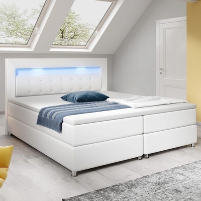 Goleto Box Spring Montana s LED osvetlením biela