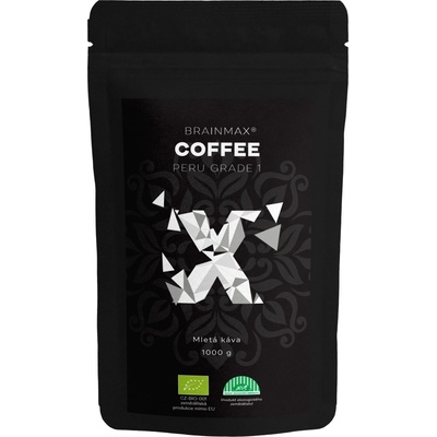 BrainMax Coffee Кафе Перу Клас 1, мляно, BIO, 1000 g *CZ-BIO-001 сертификат