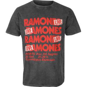 ROCK OFF мъжка тениска Ramones - Concert Stone Wash Uni CHAR - ROCK OFF - RASTNW76MC