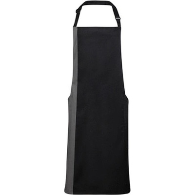 Premier Workwear Kontrastná zástera s trakmi PR162 Black Denim 72 x 86 cm