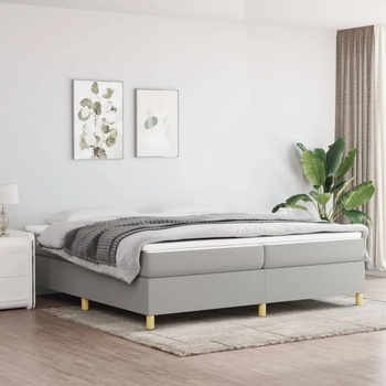 vidaXL Боксспринг легло с матрак, светлосиво, 200x200 см, плат (3144546)