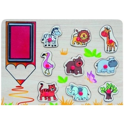 Woodyland Woody - Дървен пъзел с печати - Африкански животни