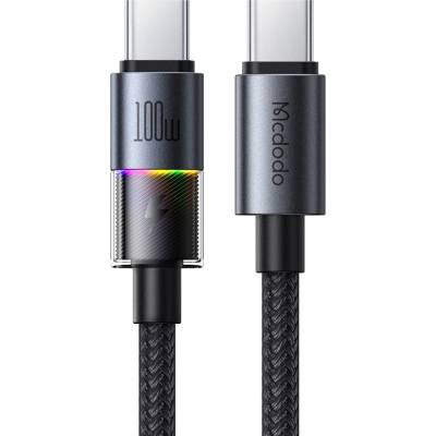 Mcdodo Кабел за данни - Mcdodo (CA-8200) - с 7 цветни светлини, USB-C → USB-C, 100W, 5A, 1.2m - Черен