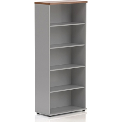 Nábytek Designový cz S580 19 - Kancelářský regál Komfort, 80x38,5x183,5 cm, bez dveří , ořech/šedá – Zboží Mobilmania
